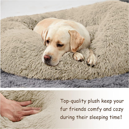 Washable Dog round Bed Large Dogs, Donut Dog Bed Medium Dog, Comfy Dog Calming Cuddler Bed