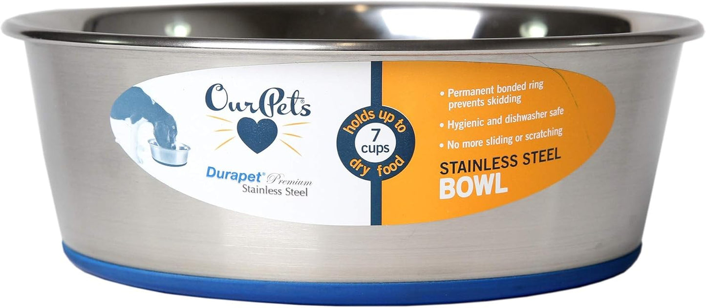 Durapet Premium Dishwasher Safe Stainless Steel Dog Bowl for Food or Water [Multiple Sizes for Small to Large Dogs] in Traditional or Wide Base Design - 8 CUP