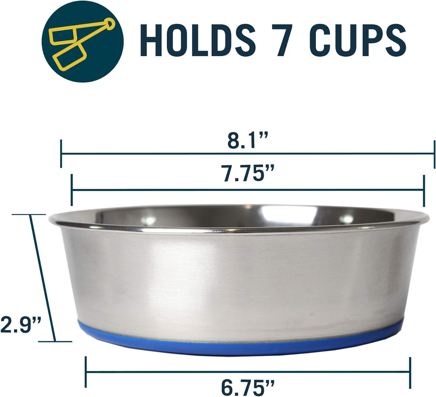 Durapet Premium Dishwasher Safe Stainless Steel Dog Bowl for Food or Water [Multiple Sizes for Small to Large Dogs] in Traditional or Wide Base Design - 8 CUP