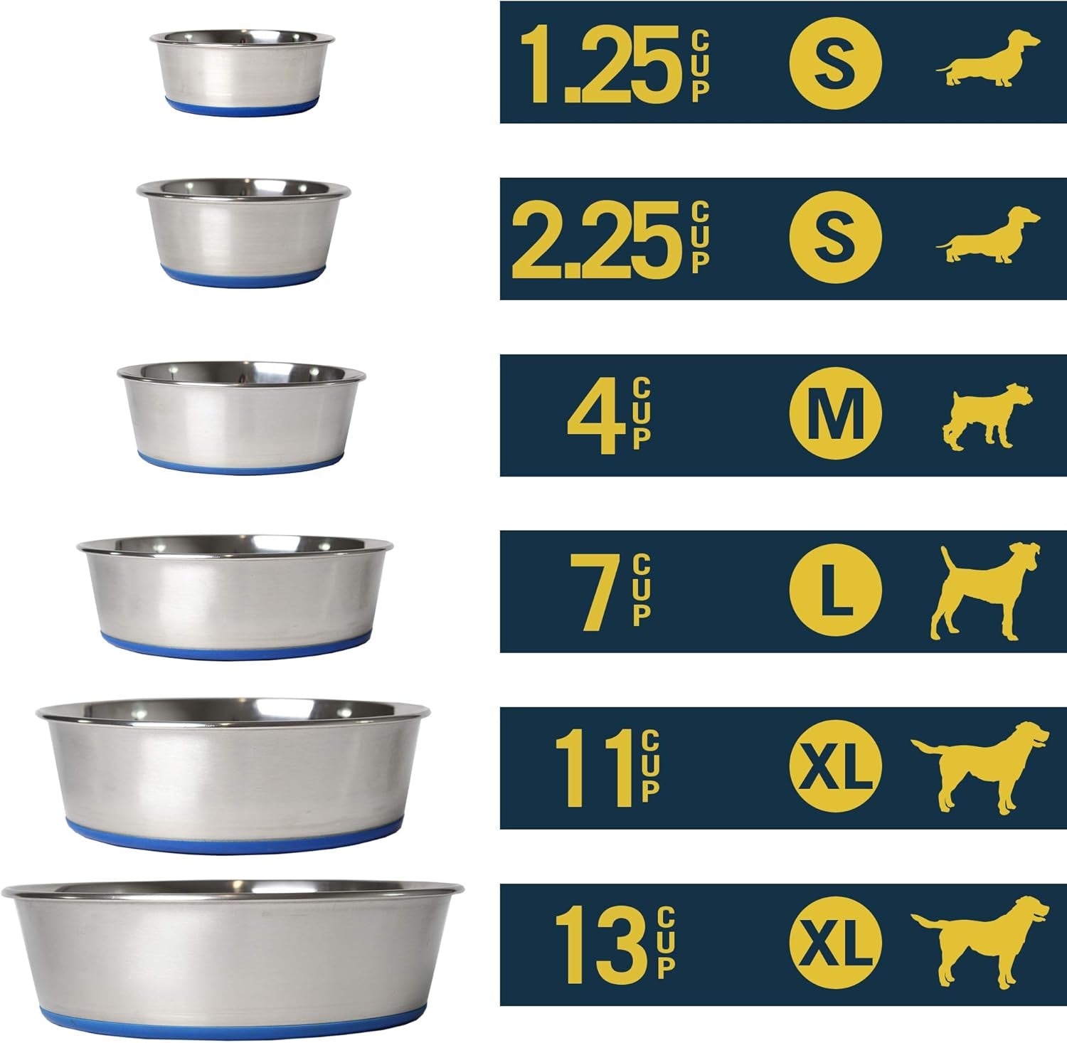 Durapet Premium Dishwasher Safe Stainless Steel Dog Bowl for Food or Water [Multiple Sizes for Small to Large Dogs] in Traditional or Wide Base Design - 8 CUP